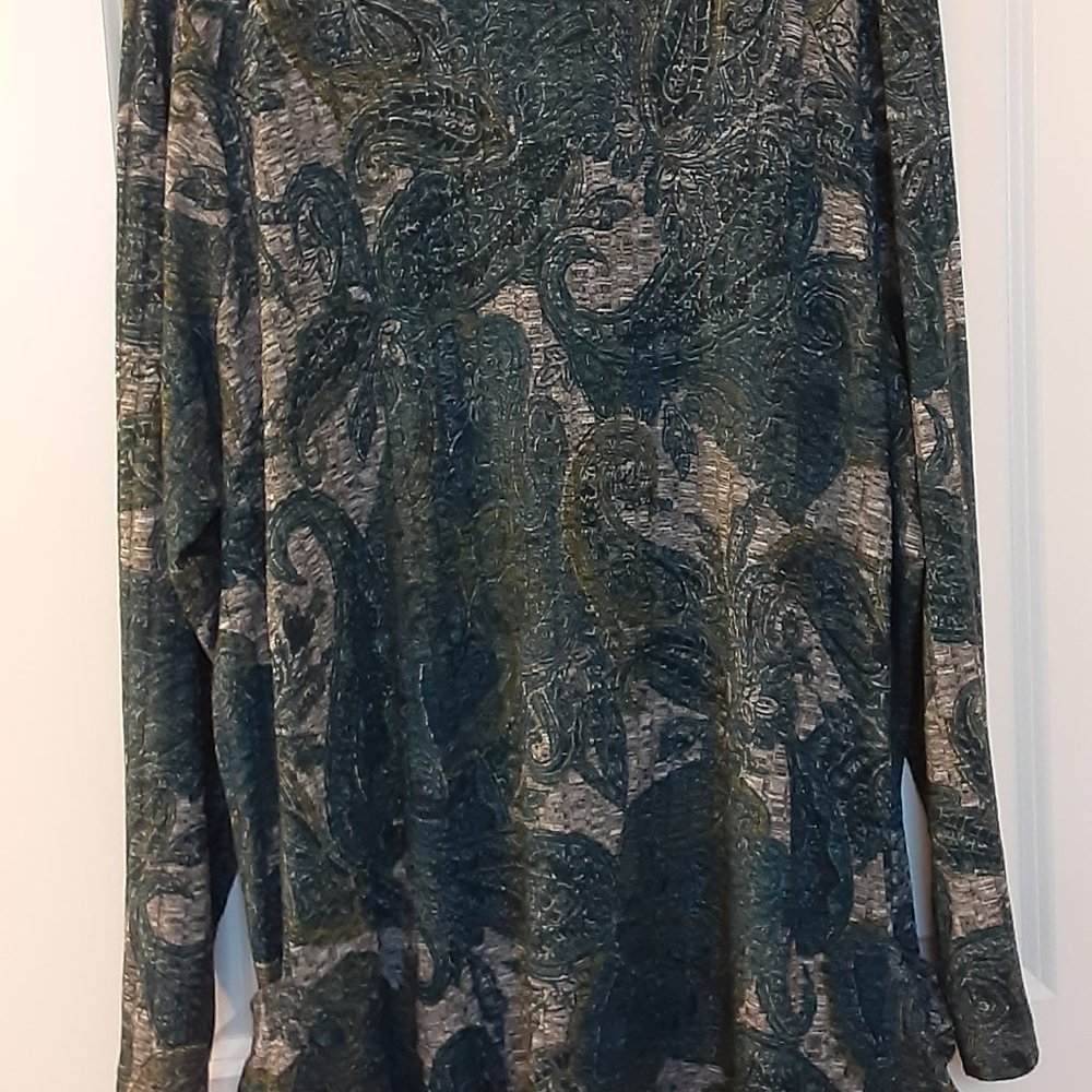 Susan Graver Weekend Printed Ribbed Knit Mock-Neck Tunic - Picture 3 of 5